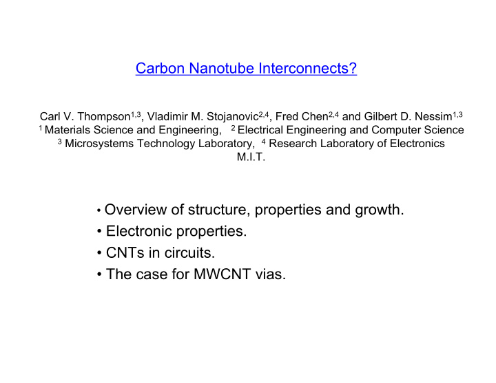 carbon nanotube interconnects