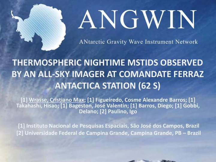 by an all sky imager at comandate ferraz