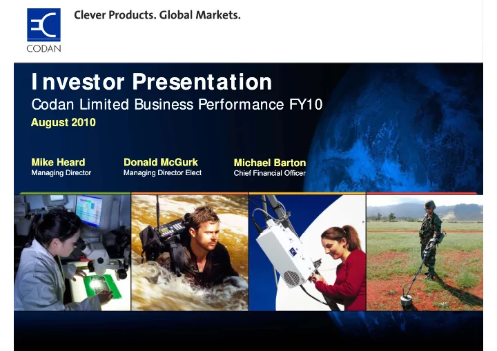 i nvestor presentation i nvestor presentation i nvestor