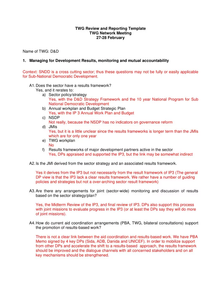 twg review and reporting template twg network meeting 27