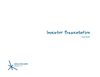 June 2020  This presentation contains disclosures that are forward-looking statements as