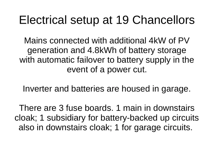 electrical setup at 19 chancellors