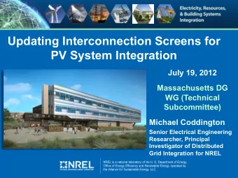 Updating Interconnection Screens for PV System Integration  July 19, 2012  Massachusetts DG  WG
