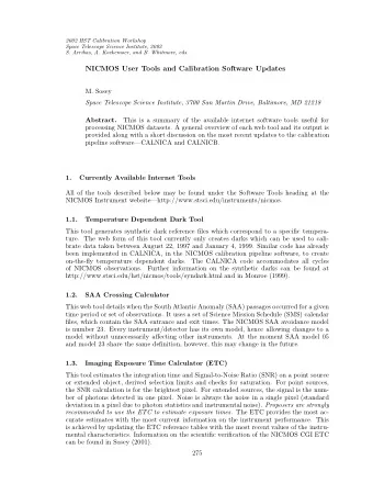 NICMOS User Tools and Calibration Software Updates  M. Sosey  Space Telescope Science Institute,