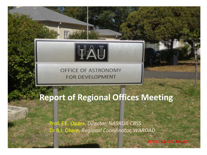 report of regional offices meeting