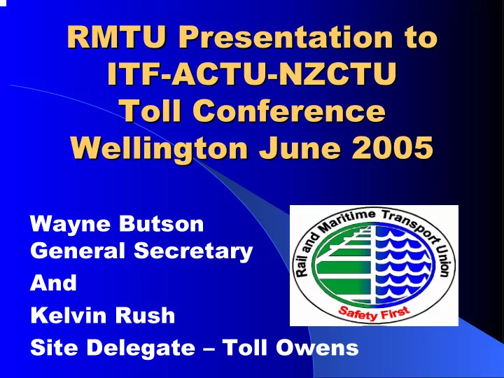 rmtu presentation to rmtu presentation to itf actu actu