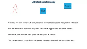 Ultrafast spectroscopy  Detector  Stuff  Generally you have some stuff and you want to