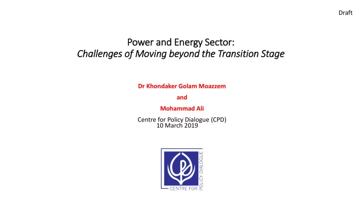 power r and energy se sector chall llenges of f movin ing