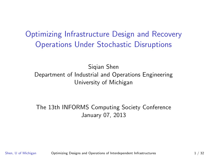 optimizing infrastructure design and recovery operations