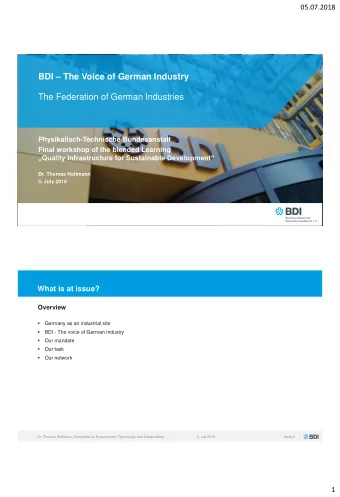 BDI  The Voice of German Industry  The Federation of German Industries  Physikalisch-Technische