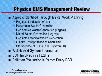 Physics EMS Management Review  Physics EMS Management Review  Aspects Identified Through ESRs,