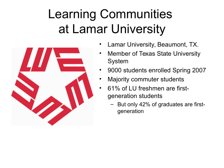 learning communities at lamar university