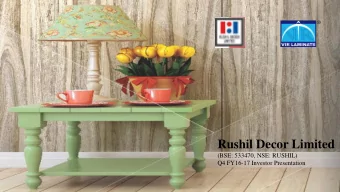 Rushil Decor Limited  (BSE: 533470, NSE: RUSHIL)  Q4 FY16-17 Investor Presentation  Important