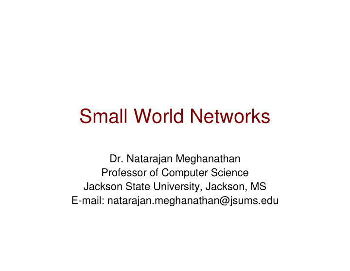 small world networks