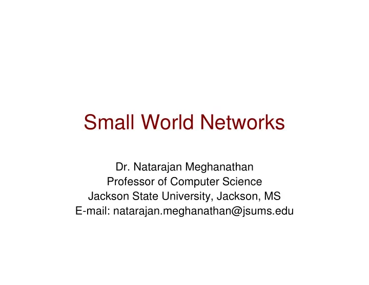 small world networks