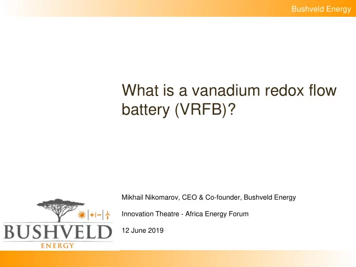 what is a vanadium redox flow battery vrfb