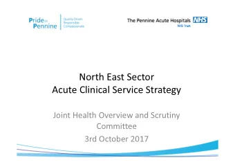 North East Sector  Acute Clinical Service Strategy  Joint Health Overview and Scrutiny  Committee