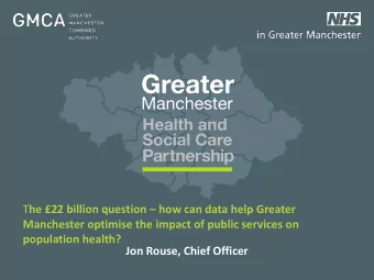 The journey so far  Greater Manchester: a snapshot picture  The journey so far  Who we are