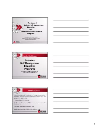 Diabetes  Self Management  Education  Programs  Clinical Programs  DSME  Background