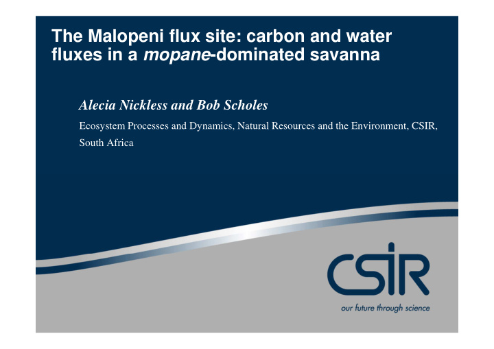 the malopeni flux site carbon and water fluxes in a