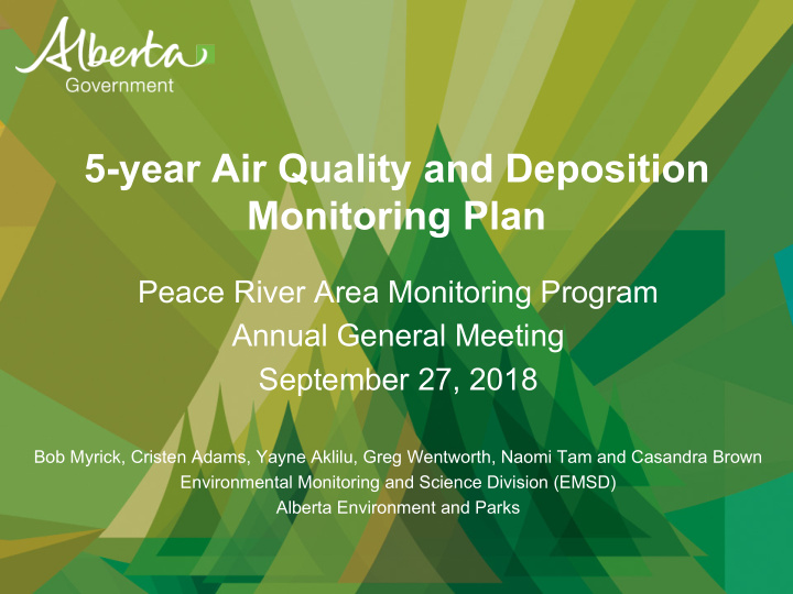 5 year air quality and deposition monitoring plan