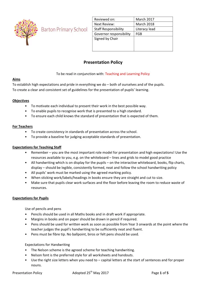 presentation policy