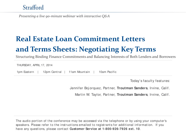 real estate loan commitment letters and terms sheets
