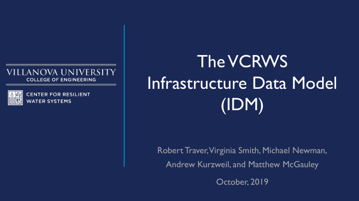 the vcrws infrastructure data model idm