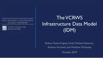 The  VCRWS  Infrastructure Data Model  (IDM)  Robert Traver,  Virginia Smith, Michael Newman,