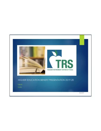 HIGHER EDUCATION BENEFIT PRESENTATION 2019-20  NAME:  DATE:  10/2/2019  Presentation Agenda