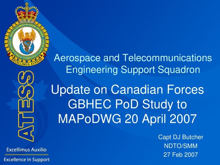 update on canadian forces gbhec pod study to mapodwg 20