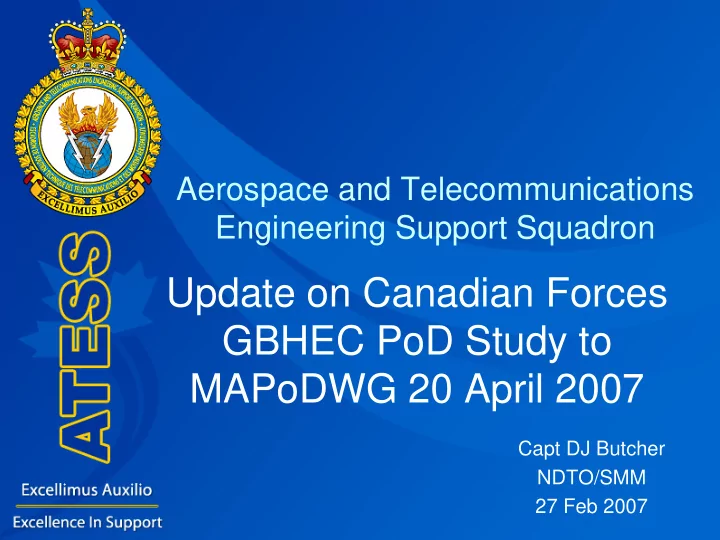 update on canadian forces gbhec pod study to mapodwg 20
