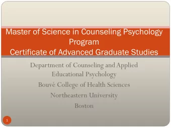 Master of Science in Counseling Psychology  Program  Certificate of Advanced Graduate Studies