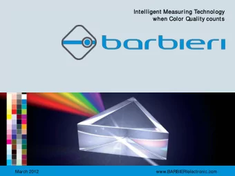 Intelligent Measuring Technology  when Color Quality counts  March 2012  www.BARBIERIelectronic.com