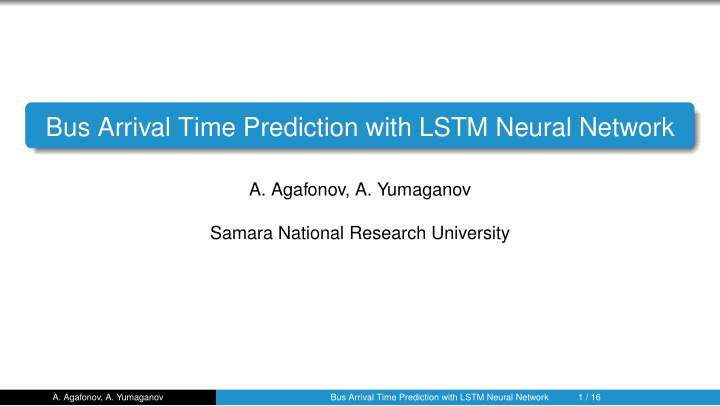 bus arrival time prediction with lstm neural network