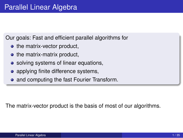 parallel linear algebra