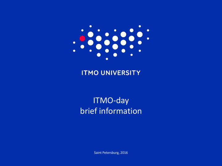 itmo day brief information