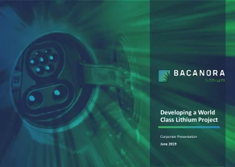 Developing a World  Class Lithium Project  Corporate Presentation  June 2019  DISCLAIMER  IMPORTANT