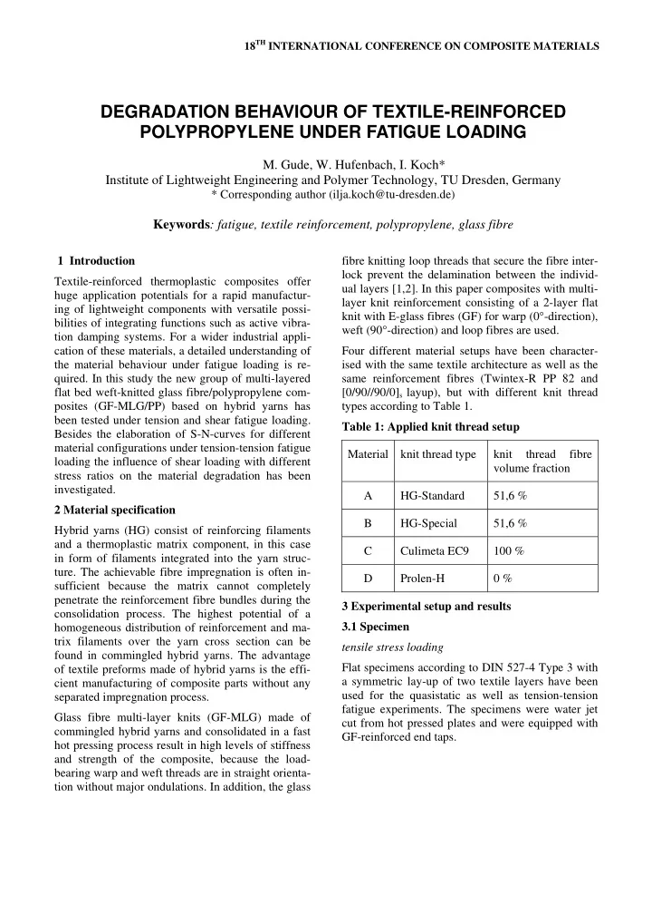 degradation behaviour of textile reinforced polypropylene