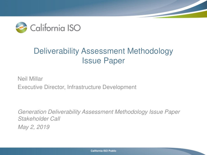 deliverability assessment methodology issue paper