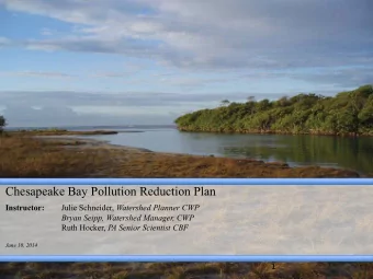 Chesapeake Bay Pollution Reduction Plan  Instructor: Julie Schneider, Watershed Planner CWP  Bryan