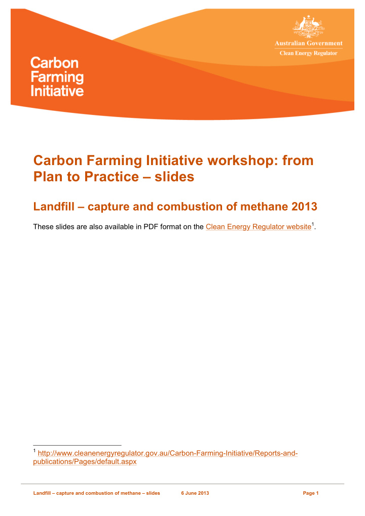 carbon farming initiative workshop from plan to practice