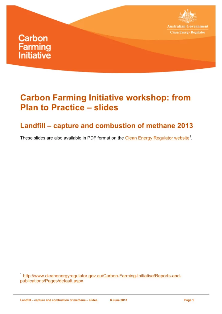 carbon farming initiative workshop from plan to practice