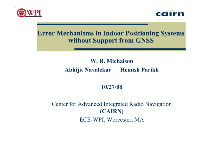 error mechanisms in indoor positioning systems without