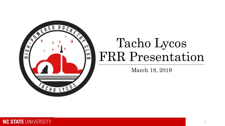 tacho lycos frr presentation