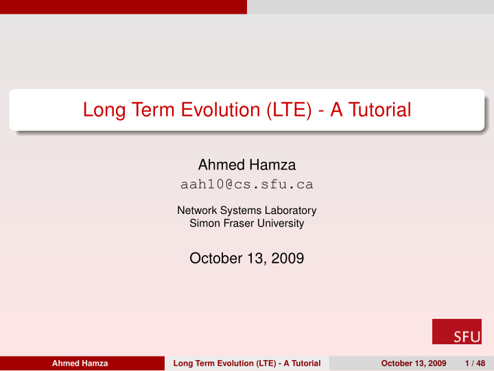 long term evolution lte a tutorial