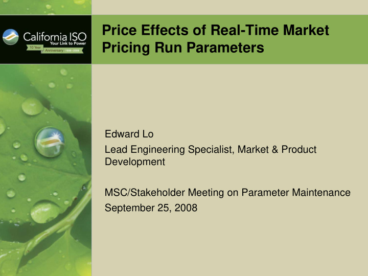 price effects of real time market pricing run parameters