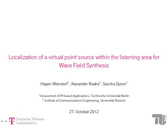 Localization of a virtual point source within the listening area for  Wave Field Synthesis Hagen