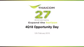 4Q18 Opportunity Day  12th February 2019  Agen  Agenda  da  Financial Highlights  Moving Forward