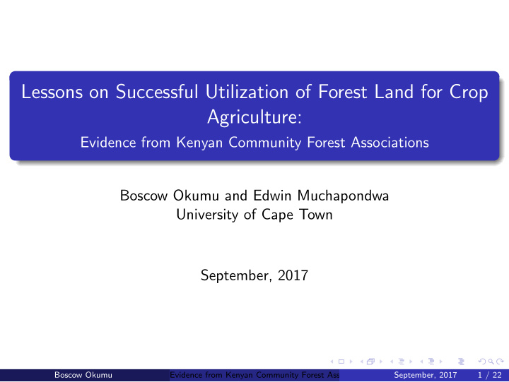 lessons on successful utilization of forest land for crop